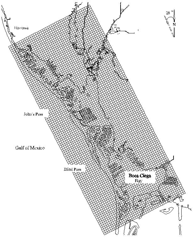 Grid array of the Boca Ciega Bay model